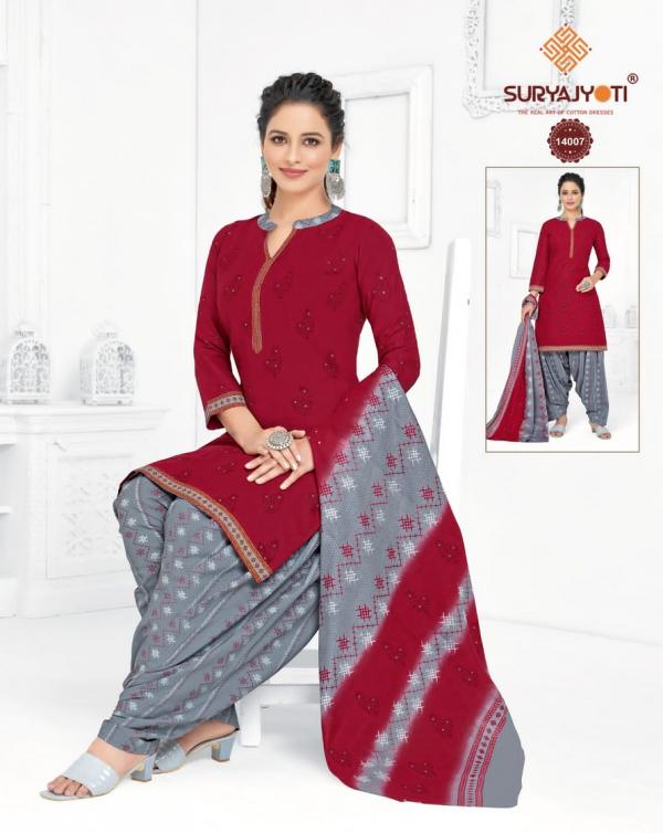 Suryajyoti Sui Dhaga Vol-14 Cotton Designer Patiyala Readymade Suit